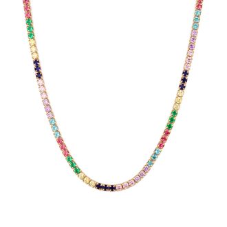 Seol + Gold Womens 18ct Gold Plated Rainbow CZ Tennis Choker - Silver