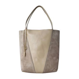 Chlo&eacute; Spin Suede Tote Bag - female - Chlo&eacute; - Shopping Bags - Beige - ONE SIZE - Bags