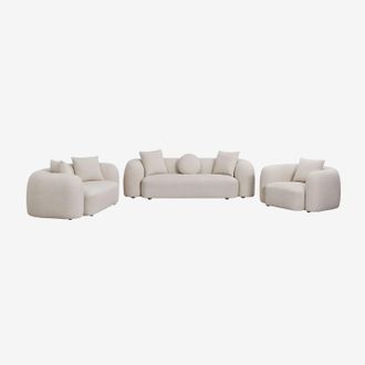 Sklum Conjunto De Sal&oacute;n Con Sof&aacute; Modular De 3 Plazas, Sof&aacute; De 2 Plazas Y Sill&oacute;n En Chenilla Coco Sklum