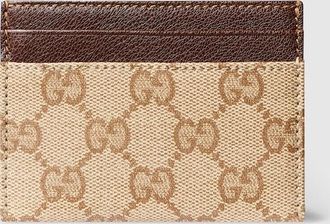 Gucci Essence Classic Card Case, Beige, Original GG Fabric