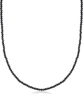 Ross-Simons Black Spinel Bead Necklace With 18kt Gold Over Sterling