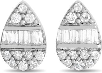Luxury Bazaar 14K White Gold 0.18ct Diamond Cluster Pear Earrings ER28511-W