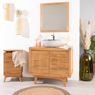 Wanda Collection Mueble Para Cuarto De Ba&ntilde;o De Teca Vintage 90 Cm