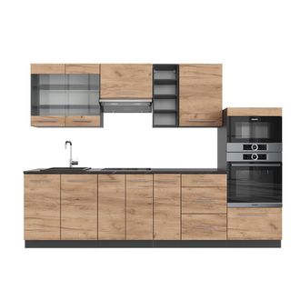 Vicco Mueble De Cocina Fame-line, Oro Power Roble/antracita, 280 Cm Sin Encimera