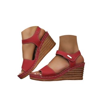 Generic Platform Wedge Sandals for Women 2026 Dressy Summer Casual Open Toe Low Heel Ankle Strap Platform Sandals for Office Work Breathable Casual Vacation S