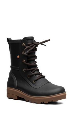 Bogs Holly Lace-Up Waterproof Rain Boot in Black at Nordstrom, Size 10