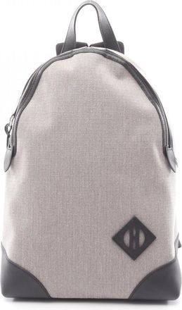 Herm&egrave;s Black Gray Canvas Leather Backpack (Pre-Owned)