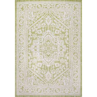 Jonathan Y Designs Sinjuri Medallion Textured Weave Indoor/Outdoor Area Rug in Green/cream at Nordstrom, Size 3Ft 0In X 5Ft 0In