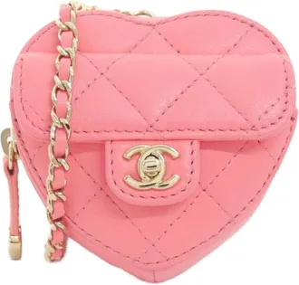 Chanel Pink Leather Coin Purse/Coin Case (Pre-Owned)