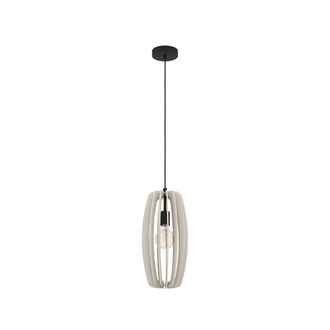 Eglo Lampada Sospesa Bajazzara In Legno Grigio E27 1x40w H: 110 Cm &Oslash;26 Cm Dimmabile