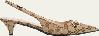 Gucci Erin GG Canvas Bit Slingback Pumps