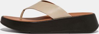 FitFlop Dames Fit Flop F-Mode leren platform teensandalen in beige