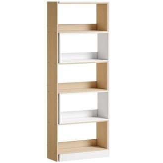 HOMCOM Estanter&iacute;a para libros 111.5x23.8x163.7 cm madera natural y blanco