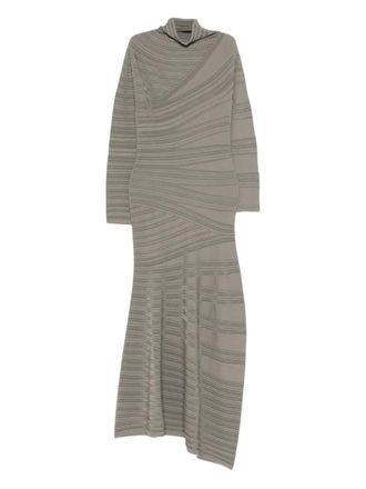 Giorgio Armani striped roll-neck maxi dress - women - Viscose/Polyester/Virgin Wool - 44 - Green