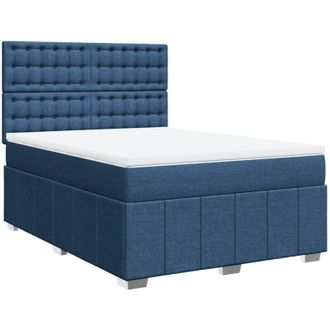 vidaXL Cama Box Spring Con Colch&oacute;n Tela Azul 160x200 Cm Vidaxl