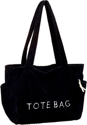 Generic Womens Hobo Tote Bag, Casual Corduroy Shoulder Bag, Smooth Zipper Closure, Suitable for Work, Travel and Gym Use (black,34 * 14 * 26cm)