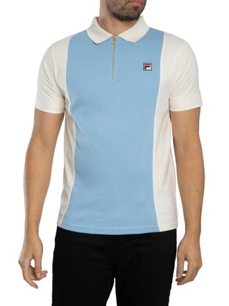 Fila Pierro Cut &Amp; Sew Zip Polo Shirt, Blauw