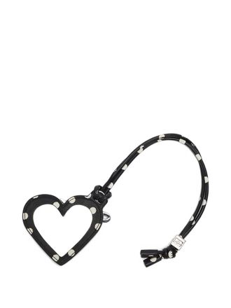 Ganni polka-dot heart keyring - women - Calf Leather - One Size - Black