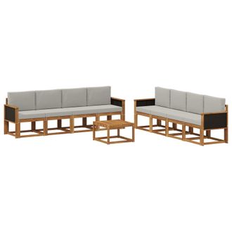 vidaXL Conjunto De Sof&aacute;s De Exterior 7 Pcs Natural Y Gris Claro Vidaxl