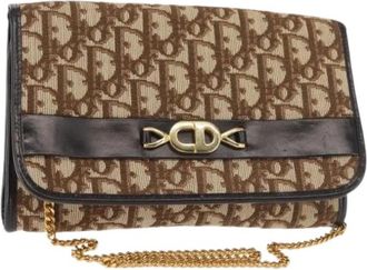 Dior Pre-owned Trotter Canvas Schoudertas - Dames - Vintage Schoudertas - Bruin - ONE Size - Leer - Vintage
