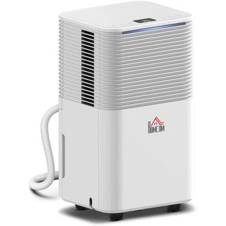 HOMCOM Homcom Deshumidificador 10l/d&iacute;a, Dep&oacute;sito 2l, Silencioso Con 3 Modos, Pantalla Led, Temporizado 24 H, Bloqueo Infantil Y Drenaje Continuo, Blanco