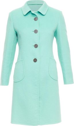 Jil Sander turquoise blue angorawool patch pocket minimal coat FR34 XS