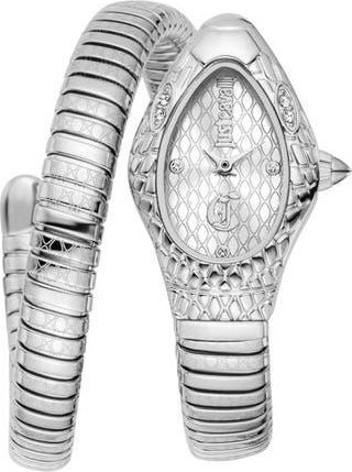 Just Cavalli Snake Wraparound Bracelet Watch, 20mm x 34.5mm in Silver at Nordstrom Rack
