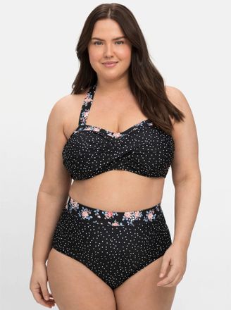 Sheego Bikini-Hose SHEEGO, Damen, Gr. 40, Normalgr&ouml;ssen, schwarz (schwarz gepunktet), Polyamid, Badehosen Bikini-Hose