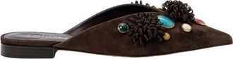 Twinset Sierlijk Gepunte Sabot met Juwelen - Dames - Slip ons - Bruin - 39 EU - Leer - Schoenen