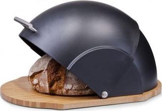 ZELLER Panera Negra Con Base De Bamb&uacute; Natural