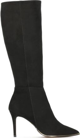 Kazar Nubuck laarzen met puntige neuzen - Dames - Laarzen met Hak - Zwart - 36 EU - Leer - Schoenen