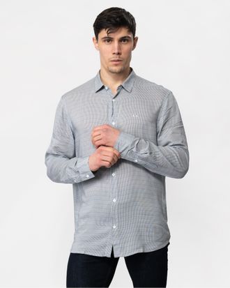 A|X Armani Exchange Mens Long Sleeve Pattern Print Shirt - Grey - Size Medium