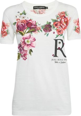 Dolce & Gabbana T-shirt con decorazione a fiori - Bianco