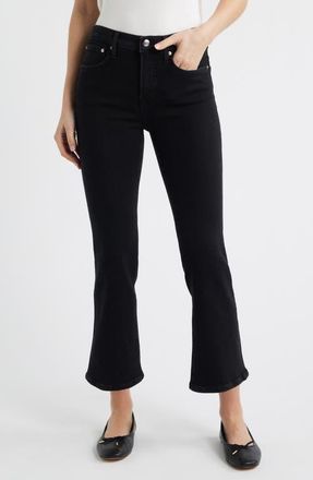 Madewell The Stretch Flare Crop Jeans in Black Rinse Wash at Nordstrom, Size 31