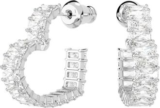 Swarovski Elegante Zilveren Matrix Kristal Oorbellen - Dames - Oorbellen - Grijs - ONE Size - Accessoires