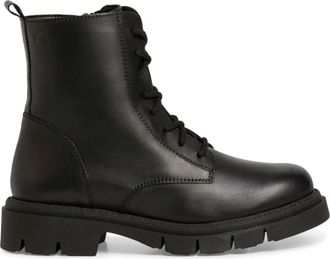 Tamaris Lace-up Enkellaarsjes - Dames - Veterlaarzen - Zwart - 37 EU - Leer - Schoenen
