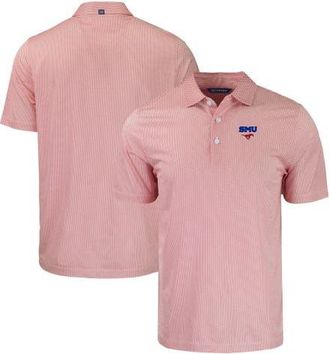 Cutter & Buck Mens Cutter & Buck Red/White SMU Mustangs Pike Eco Symmetry Print Stretch Recycled Polo at Nordstrom, Size X-Large