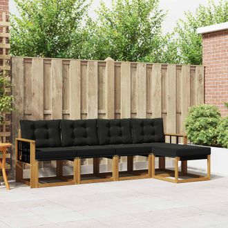 vidaXL Vidaxl Set Di Divani Da Esterno 5 Pz Naturale E Nero