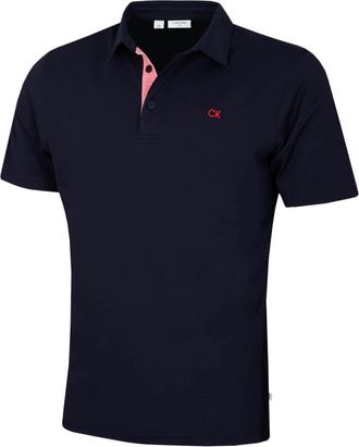 Calvin Klein Mens Prep Campus Oxford Polo Shirt - Solid Navy - S