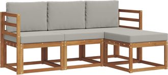 vidaXL Conjunto De Sof&aacute;s De Exterior 4 Uds. Gris Natural Y Claro Vidaxl