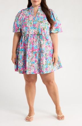 Sugarlips Avery Blossom Dixie Tiered Cotton Dress in Dusty Pink at Nordstrom, Size 1 X