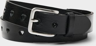 Simons Womens Heart-notched leather belt