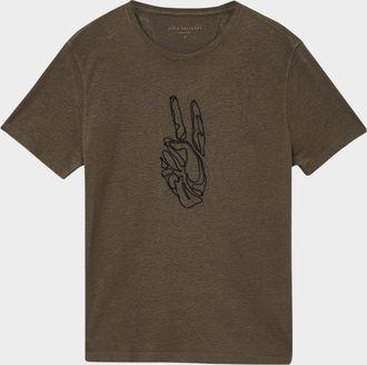 John Varvatos Mens Cording Peace Sign Crewneck T-Shirt