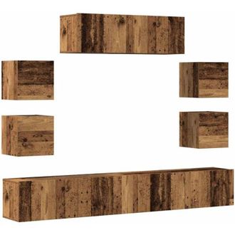 vidaXL Vidaxl - 7 Piece tv Cabinet Set Wall-mounted Old Wood Engineered Wood