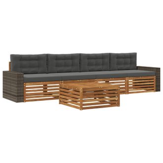 vidaXL Conjunto De Sof&aacute;s De Exterior 5 Pcs Natural Y Antracita Vidaxl