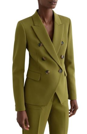 Reiss Priya Double Breasted Blazer in Chartreuse Green at Nordstrom, Size 10 Us