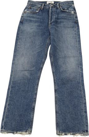 A Gold E Agolde Riley Straight Leg Jeans in Dark Blue Cotton