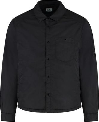 C.P. Company Gewatteerd Nylon Overshirt met Lensdetail - Heren - Zomerjassen - Zwart - M - Nylon - Jassen