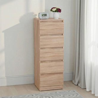 Seconique Malvern 5 Drawer Narrow Chest - Sonoma Oak in Light Oak