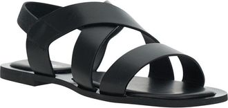 Pollini Womens Flat Sandal With Black Leather Strap Calf